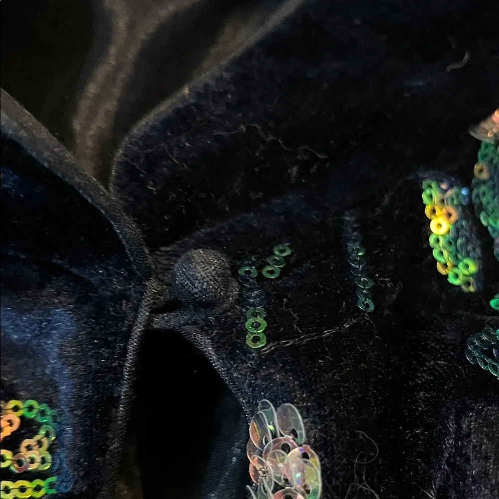 The Rose Collectives Navy Velvet Floral Sequins Unique Lightweight Collar Cape